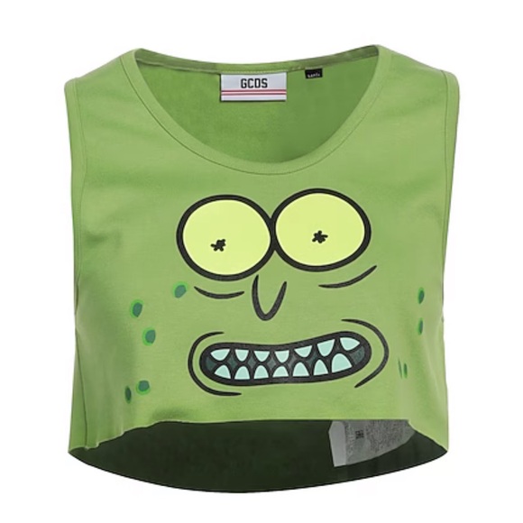 GCDS Tops - GCDS Lime Green Graphic Crop Top Sz L
